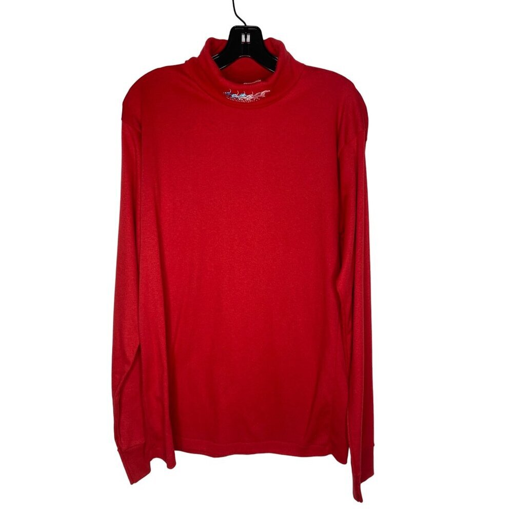 VINTAGE 80'S ROYAL FIRST CLASS MEN'S RED LS KNIT TURTLENECK PULLOVER SZ XL